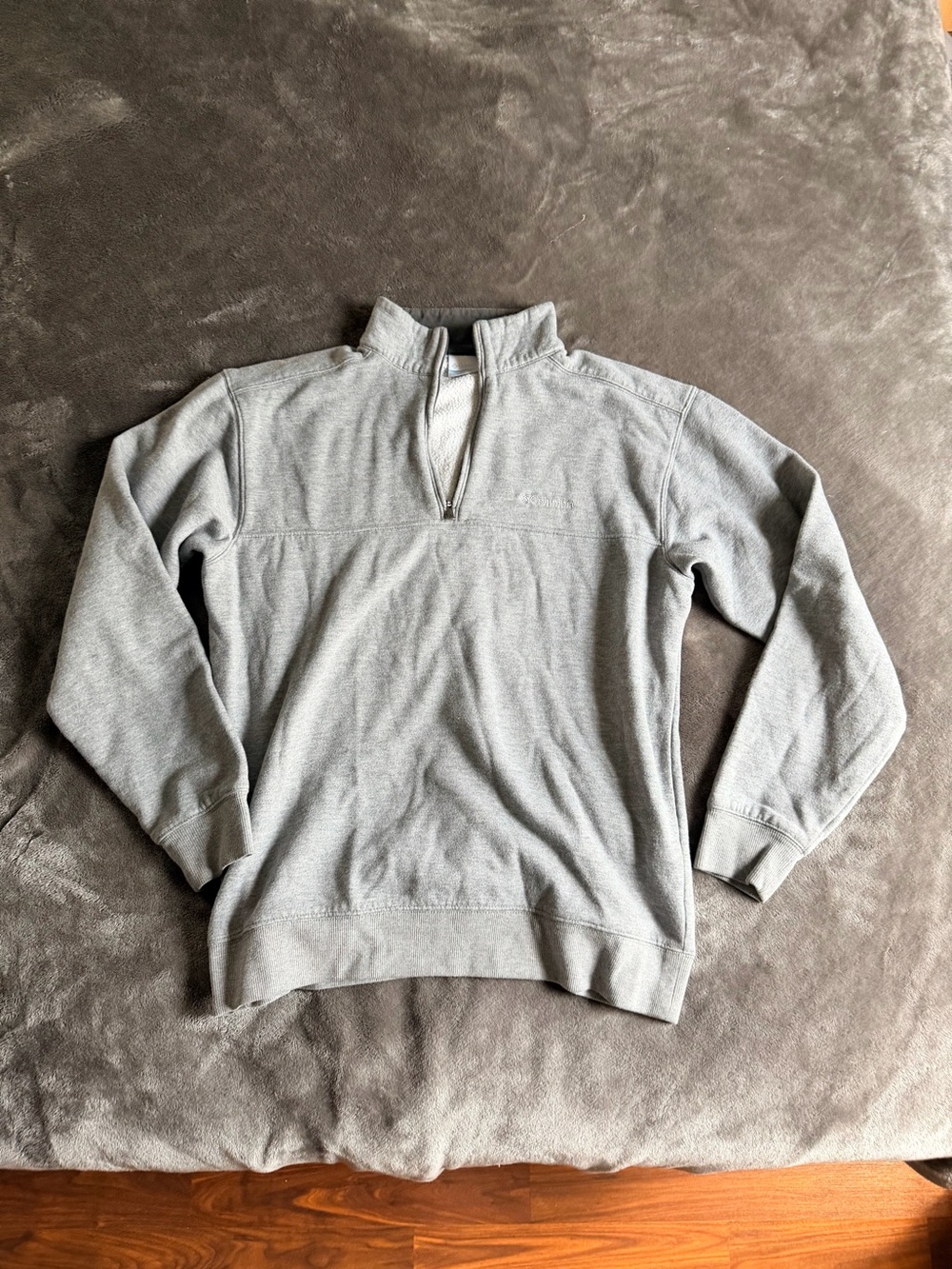 Men's Columbia Quarter-Zip Pullover Sweatshirt - Light Gray